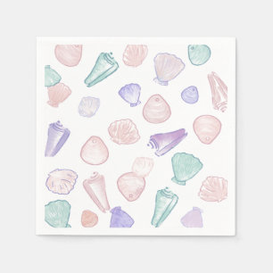Guardanapo De Papel Pastel Painterly Seashell sob o Partido do Mar