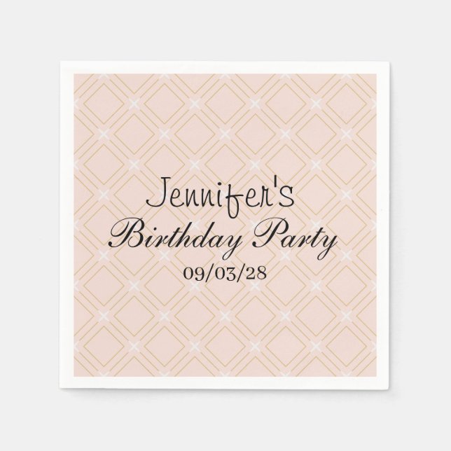 Guardanapo De Papel Pastel Peach e Geométrico Dourado (Frente)