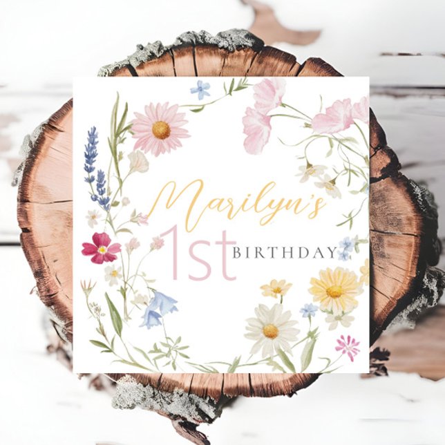 Guardanapo De Papel Pastel Pequeno primeiro aniversario de flor selvag (Criador carregado)