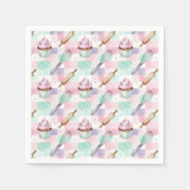 Guardanapo De Papel Pastel Pink & Mint Cupcake Baking Pattern