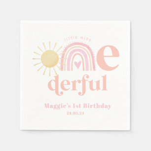 Guardanapo De Papel Pastel Pink Rainbow Pequena Senhorita ONE Maravilh