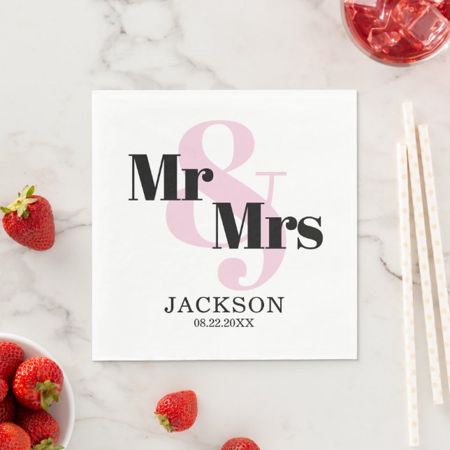 Guardanapo De Papel Pastel Pink Sr. & Sra. Wedding (Insitu)