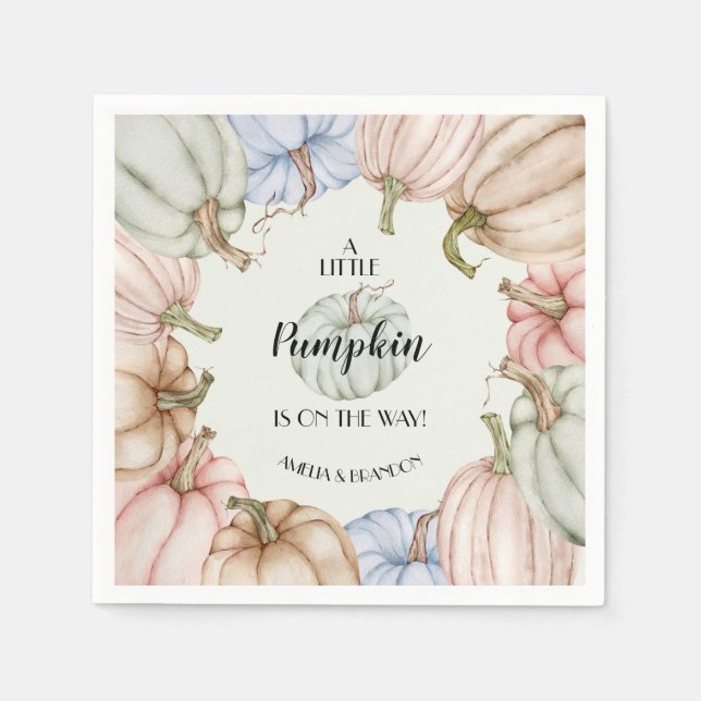 Guardanapo De Papel Pastel Pumpkins Gênero Chá de fraldas neutro (Frente)