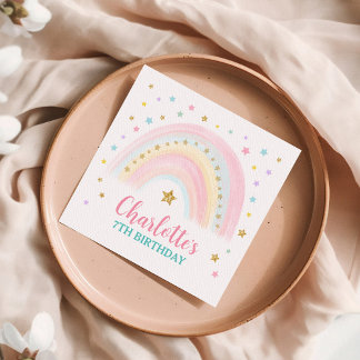 Guardanapo De Papel Pastel Rainbow Birthday Paper Napkins