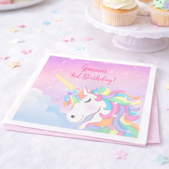 Guardanapo De Papel Pastel Rainbow Magical Unicorn Clouds (Criador carregado)