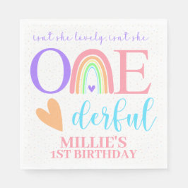 Guardanapo De Papel Pastel Rainbow ONE Maravilhoso Primeiro Aniversári