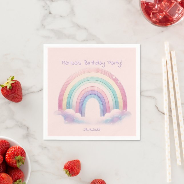 Guardanapo De Papel Pastel Rainbow Paper Napkins – Birthday Party (Insitu)