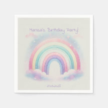 Pastel Rainbow Paper Napkins - Festa de aniversári