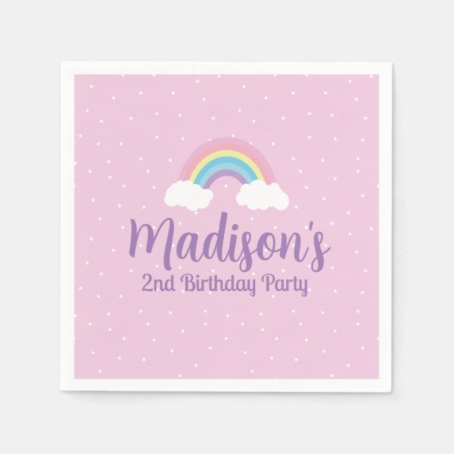 Guardanapo De Papel Pastel Rainbow Pink (Frente)