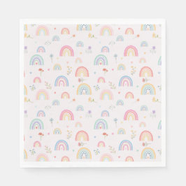 Guardanapo De Papel Pastel Rainbows Girly Wildflower & Hearts