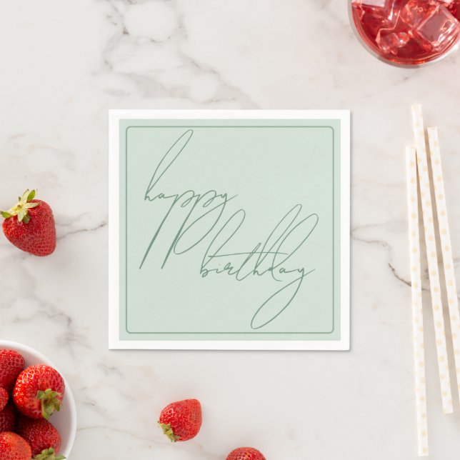 Guardanapo De Papel Pastel Sage Birthday (Insitu)
