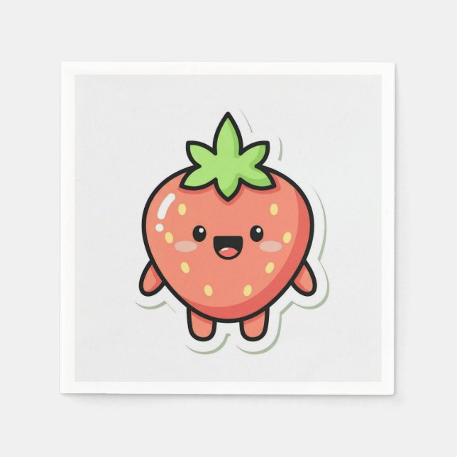 Guardanapo De Papel Pastel Strawberry Aesthetic Sticker – Cute Fruit I (Frente)