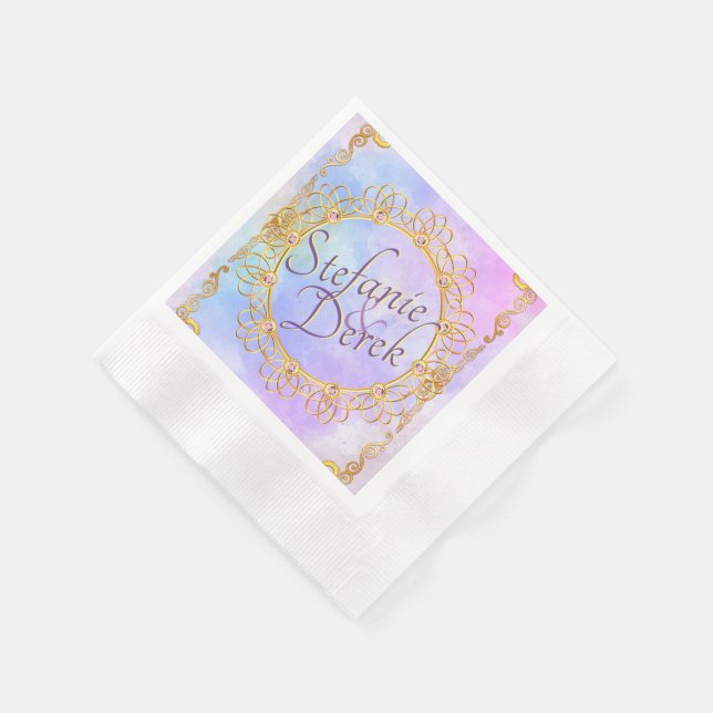 Guardanapo De Papel Pastel Suave Elegante e Dourado (Canto)