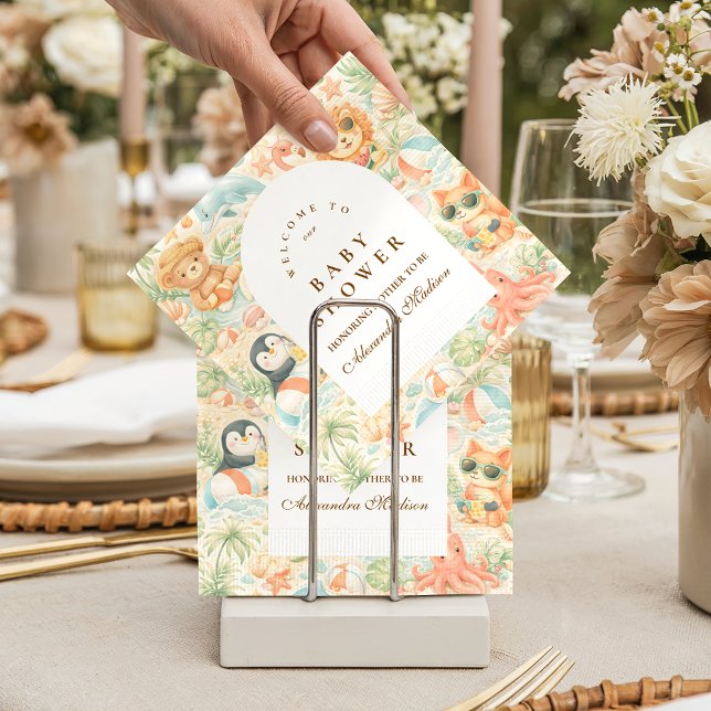 Guardanapo De Papel Pastel Summer Animals Baby Shower (Criador carregado)