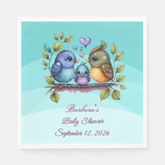 Guardanapo De Papel Pastel Teal Birds