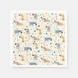 Guardanapo De Papel Pastel Terrazzo Funny Cute Dog Plate