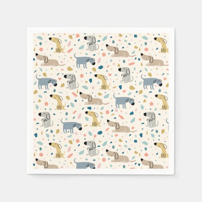 Guardanapo De Papel Pastel Terrazzo Funny Cute Dog Plate (Frente)