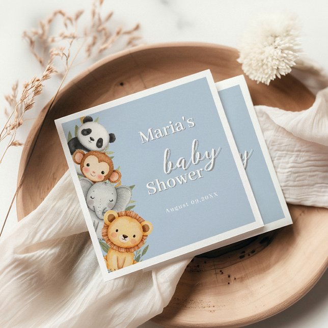 Guardanapo De Papel Pastel Tropical Chá de fraldas Selle Safari Animai (Criador carregado)