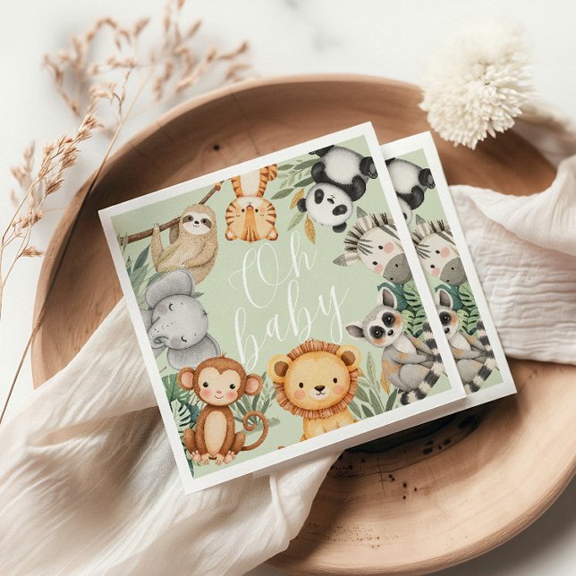 Guardanapo De Papel Pastel Tropical chá de fraldas Selle Safari Animai (Criador carregado)