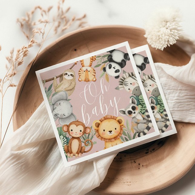 Guardanapo De Papel Pastel Tropical chá de fraldas Selle Safari Animai (Criador carregado)