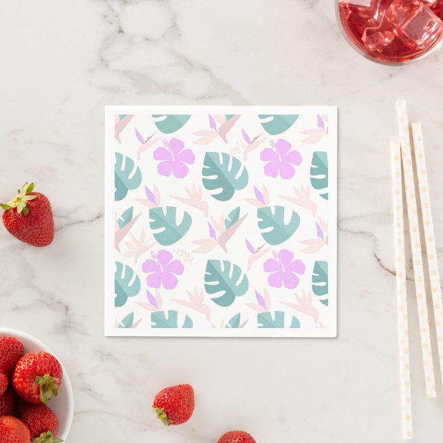 Guardanapo De Papel Pastel Tropical Floral Pattern (Insitu)