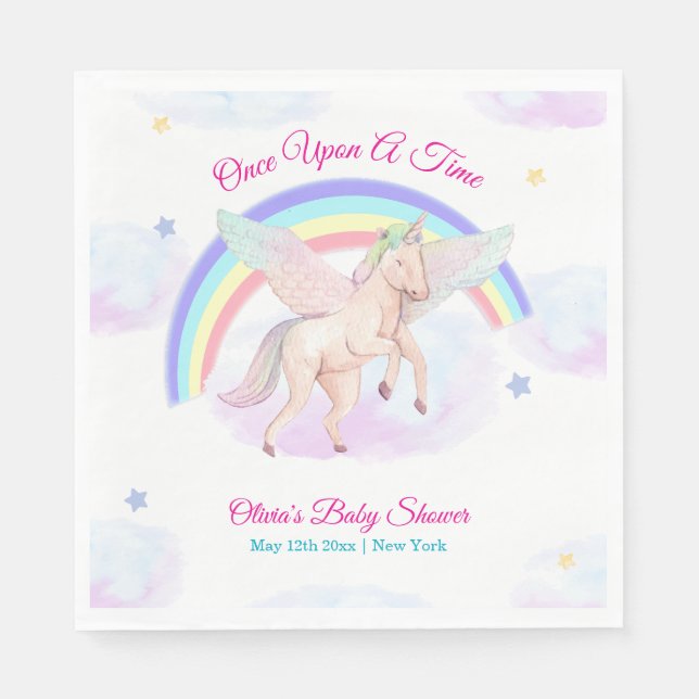 Guardanapo De Papel Pastel Unicorn Star Rainbow Fairytale Baby Shower  (Frente)