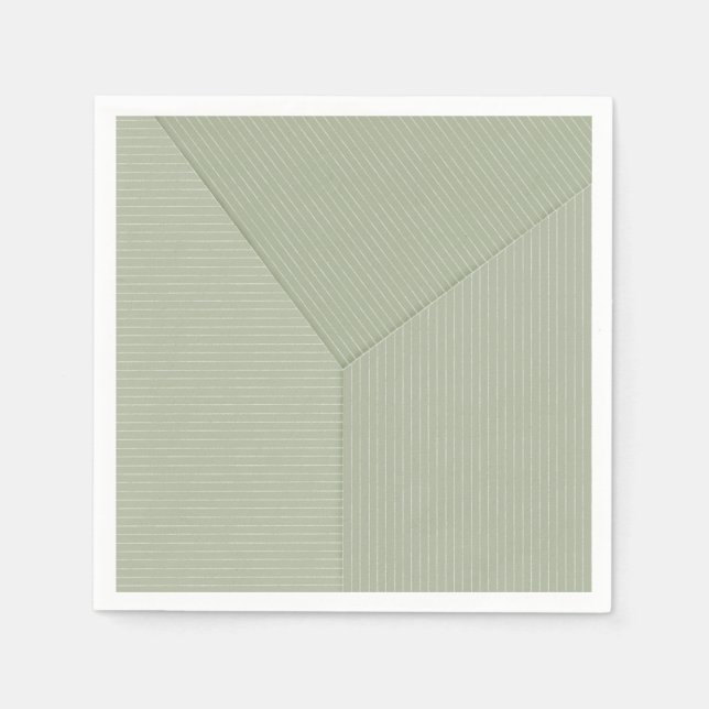 Guardanapo De Papel Pastel verde, linhas finas em verde claro. (Frente)