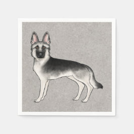 Guardanapo De Papel Pastor Alemão Silver Sable Cute Cartoon Cão GSD