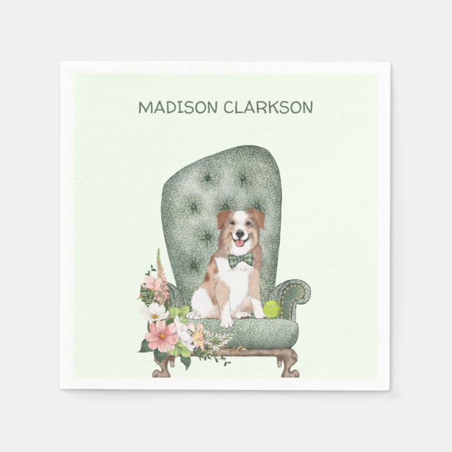 Guardanapo De Papel Pastor australiano bonito em cadeira (Frente)