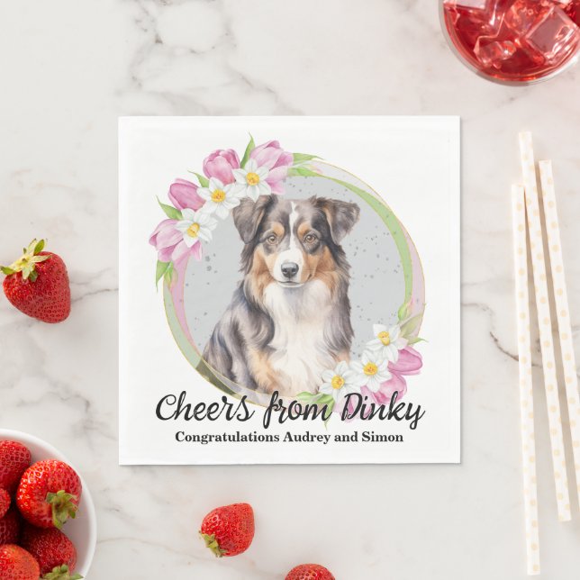 Guardanapo De Papel Pastor australiano Casando Napkins com Foto (Insitu)