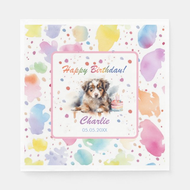 Guardanapo De Papel Pastor australiano de papel aquoso Napkins (Frente)