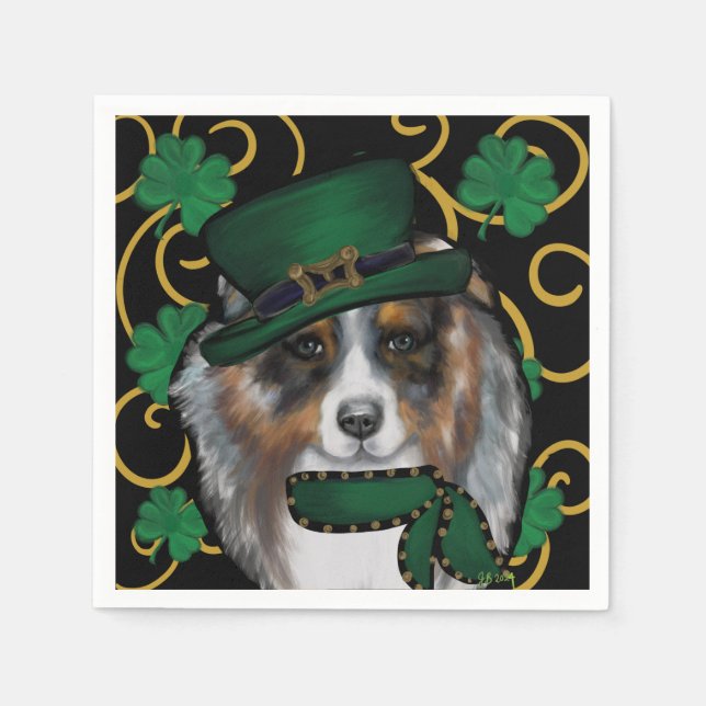Guardanapo De Papel Pastor Australiano St. Patty (Frente)