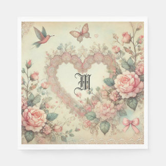 Guardanapo De Papel Pastos Florais Boho Aquarela Vintage Corações