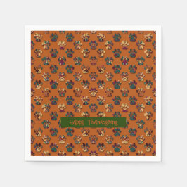 Guardanapo De Papel Pata Animal Silhouette Ação de Graças Pawty Dk Ora
