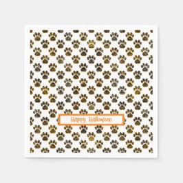 Guardanapo De Papel Pata Animal Silhouette Halloween Pawty White