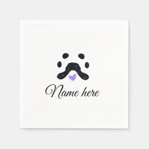 Guardanapo De Papel Pata de cão e animal preto acrescentar nome texto 