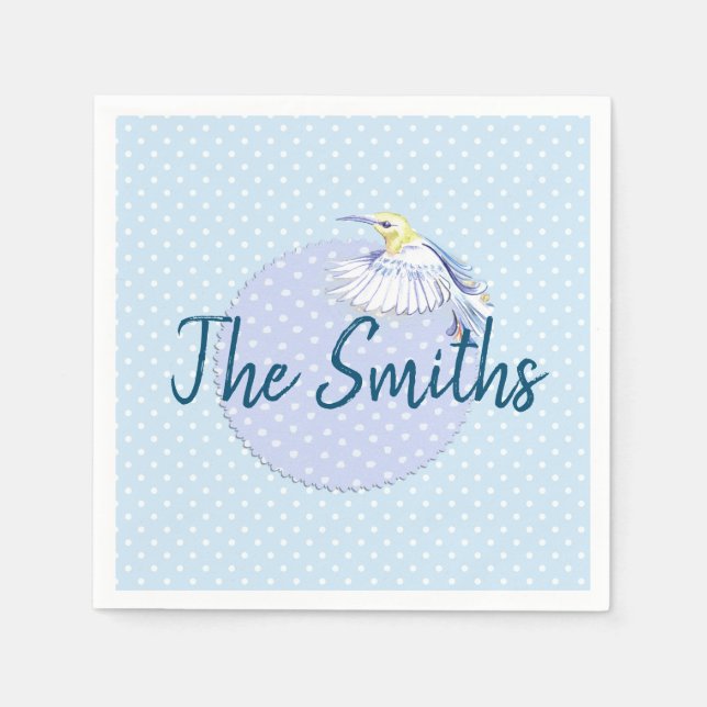 Guardanapo De Papel Patch do Hummingbird sobre as Bolinhas (Frente)