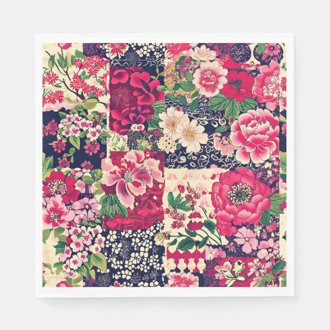 Guardanapo De Papel Patch Floral Chinês Negrito (Frente)