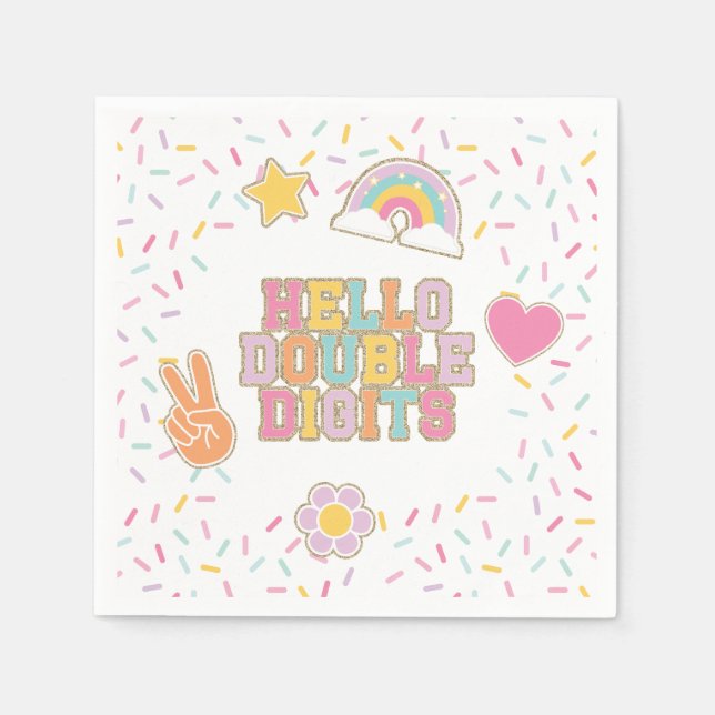 Guardanapo De Papel Patch Preppy Hello Dígitos Duplos 10º Aniversário (Frente)