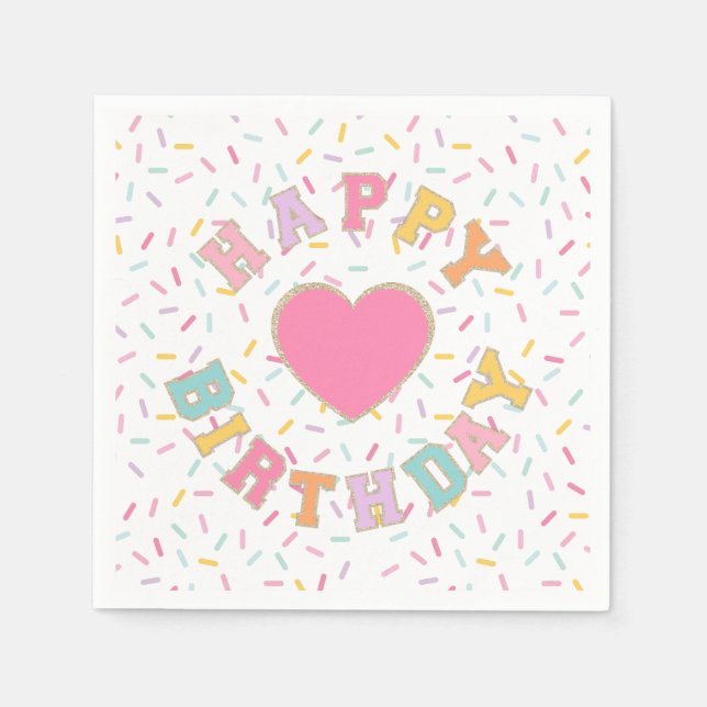 Guardanapo De Papel Patch Preppy - Letra Birthday (Frente)