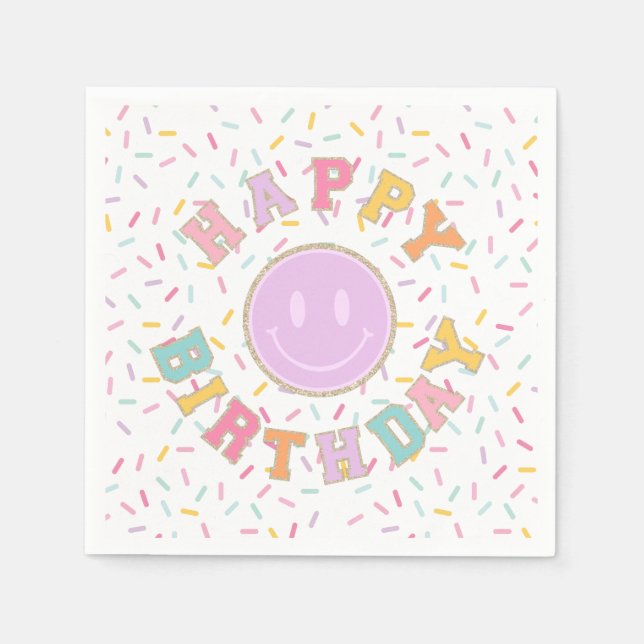 Guardanapo De Papel Patch Preppy - Letra Birthday (Frente)