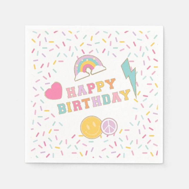 Guardanapo De Papel Patch Preppy - Letra Birthday Paper Plates (Frente)