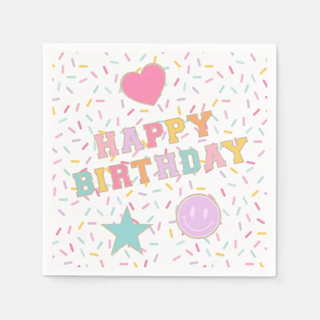 Guardanapo De Papel Patch Preppy - Letra Birthday Paper Plates (Frente)