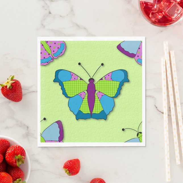Guardanapo De Papel Patchwork Butterfly Pattern on Green (Criador carregado)
