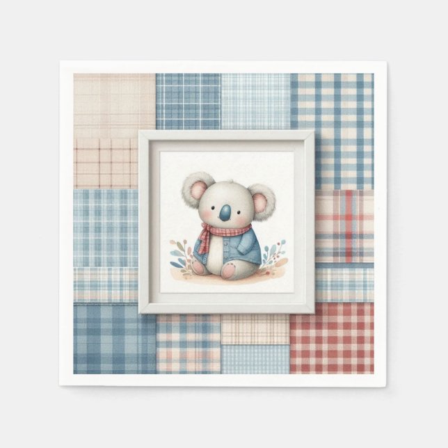 Guardanapo De Papel Patchwork Denim Koala Paper Napkin (Frente)