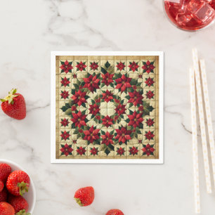 Guardanapo De Papel Patchwork Poinsettia Wreath Decoupage Napkins