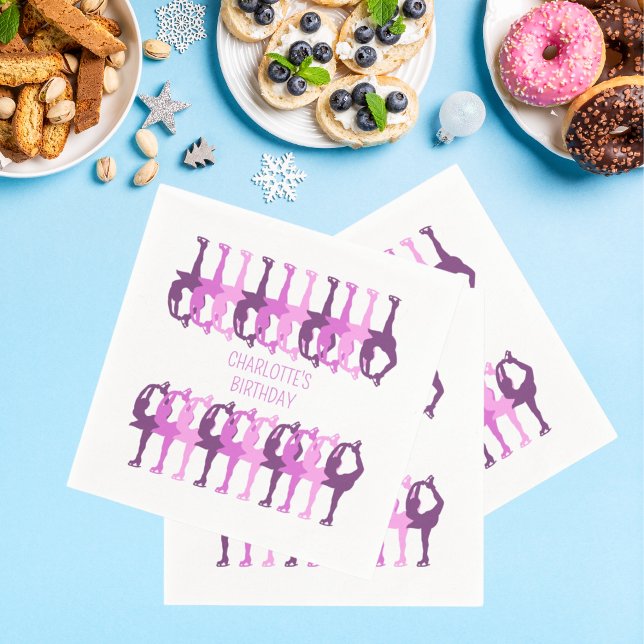 Guardanapo De Papel Patinação Artística de Aniversário Personalizada  (Criador carregado)