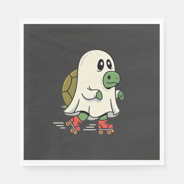 Guardanapo De Papel Patins Ghost Turtle Design de Halloween_1 (Frente)
