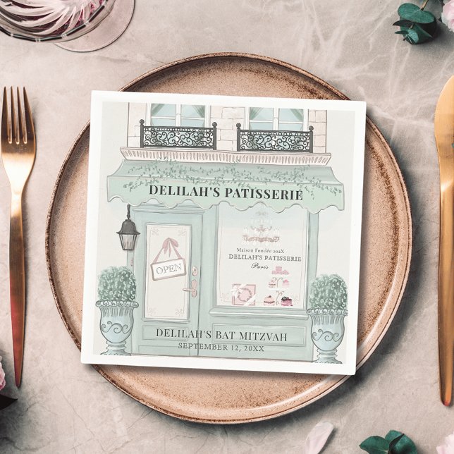 Guardanapo De Papel Patisserie Paris Green Bat Mitzvah (Criador carregado)
