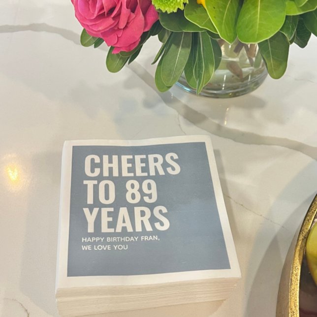 Guardanapo De Papel Pato-Azul Personalizado no Ano de Aniversário Napk (Personalized Dusty Blue Birthday Year Napkin
)